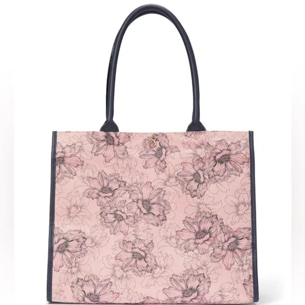 VICTORIA'S SECRET PINK FLORAL CANVAS TRAVEL TOTE